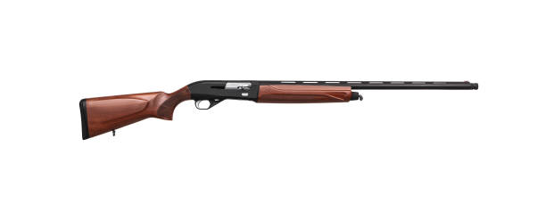 istock Modern semi-automatic shotgun with a wooden butt isolate on a white background. Weapons for hunting, sports and self-defense. 1211578442