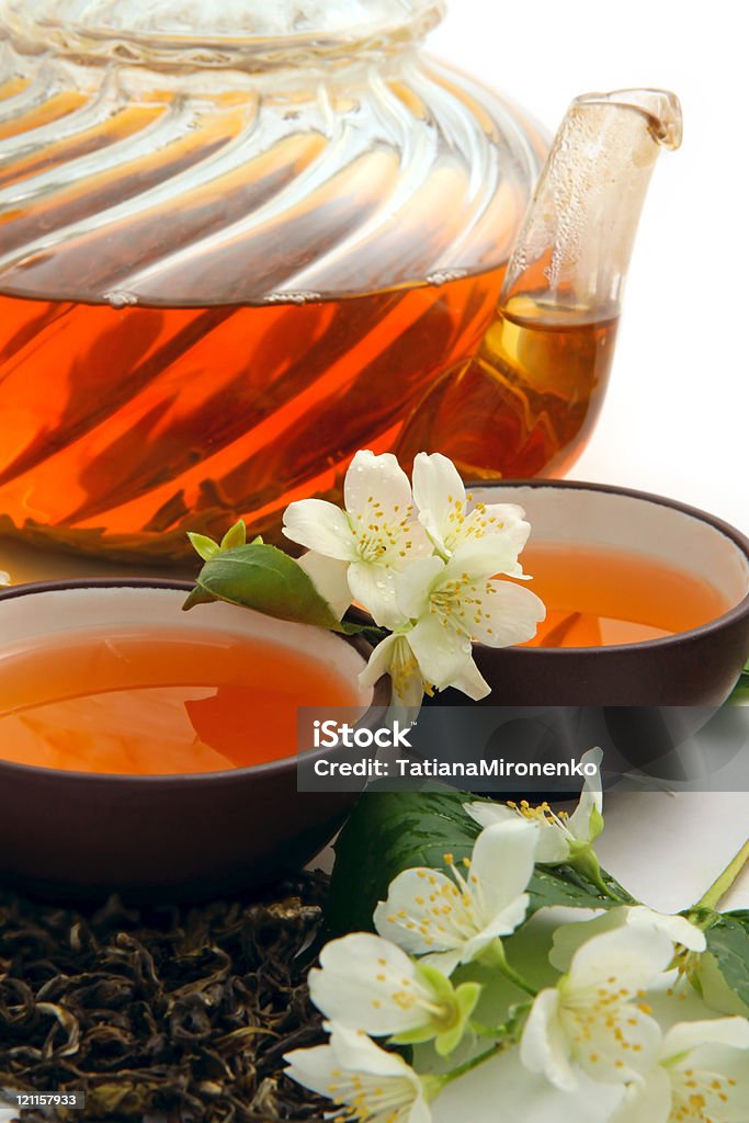 Grüner Tee mit Jasminblüten - Lizenzfrei Aromatherapie Stock-Foto