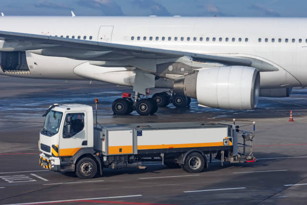 istock Drinking water machine for passengers, aircraft drinking water supply. 1211581683