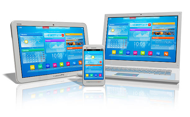 istock Tablet PC, laptop and phone on white background 121158231