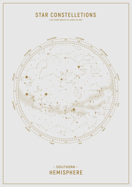 illustrations, cliparts, dessins animés et icônes de hémisphère. carte d’étoile des constellations vectorielles. - asterism