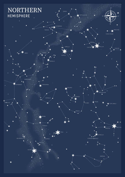 illustrations, cliparts, dessins animés et icônes de hémisphère. carte d’étoile des constellations vectorielles - asterism