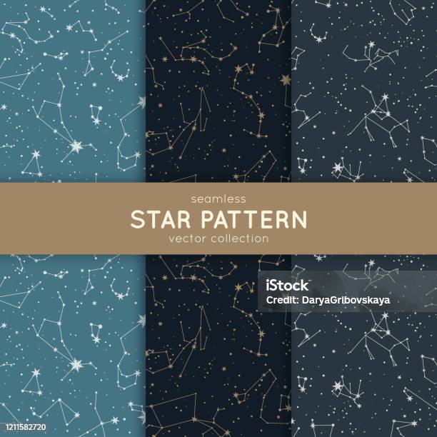 Univers Stars Pattern Set Of Seamless Star Pattern Stock Illustration - Download Image Now ...