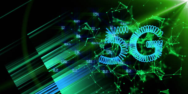 istock Abstract 3d illustration of 5G wireless internet background. Global network high speed concept. 5G with blurred  lines and effects lens on black  background. 1211583071