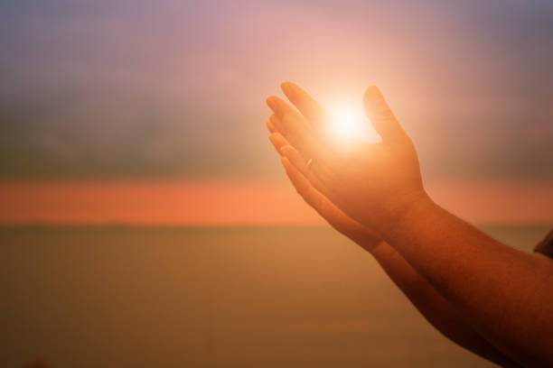 istock Human hands open palm up worship. Eucharist Therapy Bless God Helping Repent Catholic Easter Lent Mind Pray. Christian Religion concept background. fighting and victory for god 1211584687