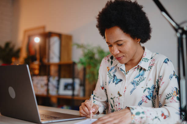 istock Woman working from home office 1211585889