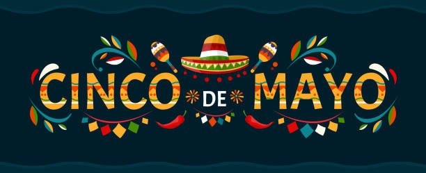 illustrations, cliparts, dessins animés et icônes de cinco de mayo. 5 mai vacances au mexique. affiche avec la texture grunge. piments et sombrero. style de dessin animé. bannière de vecteur. - cinco de mayo