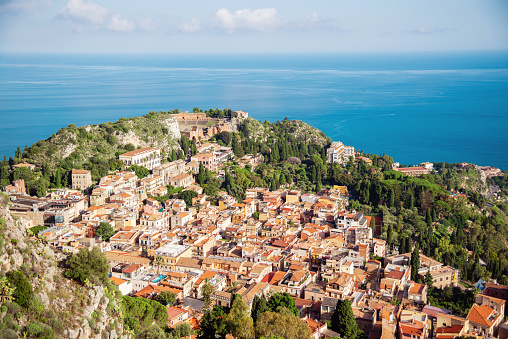 Aerial view of Taormina, Sicily, Italy