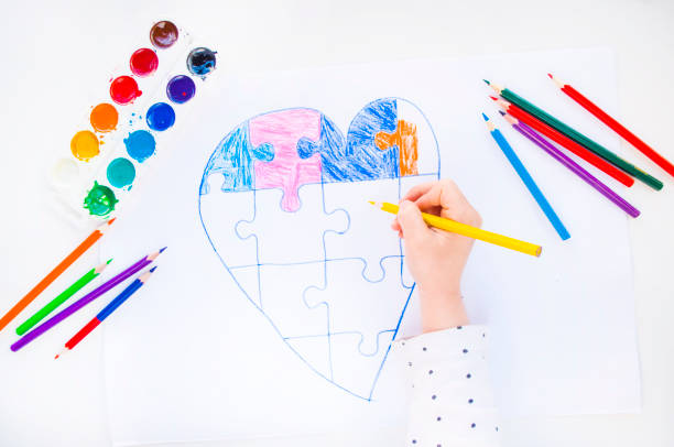 istock Colorful drawn heart on white background. 1211586635
