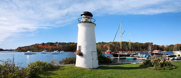 kennebunkport maine - lighthouse landscape maine sea fotografías e imágenes de stock