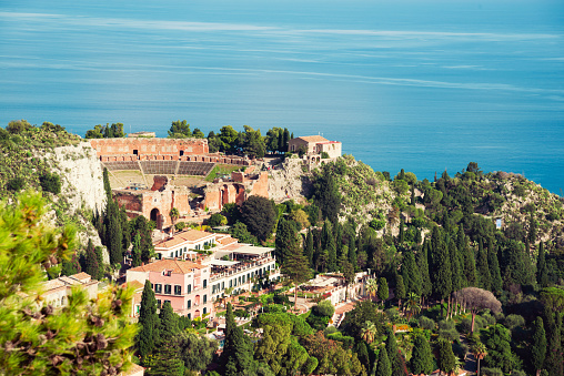 Aerial view of Taormina, Sicily, Italy