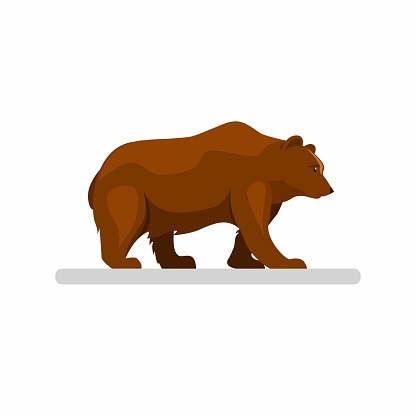 Big Brown Wild Bear Walking Alone In Woodland Forest Mascot Character In  Cartoon Illustration Vector Isolated In White Background Stock Illustration  - Download Image Now - iStock
