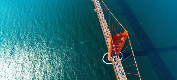 샌프란시스코 의 골든 게이트 브리지의 공중 보기 - golden gate bridge panoramic san francisco county bridge 뉴스 사진 이미지