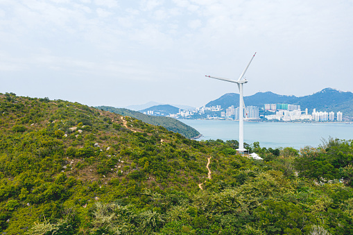 Renewable energy by wind turbine system at Lamma island, Hong Kong