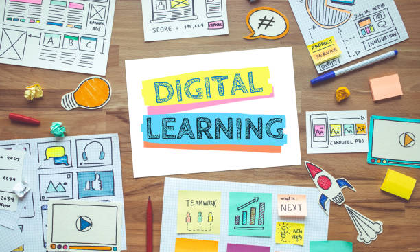 istock Digital learning concepts with sketch idea on paperwork.online strategy. Startup business 1211592647
