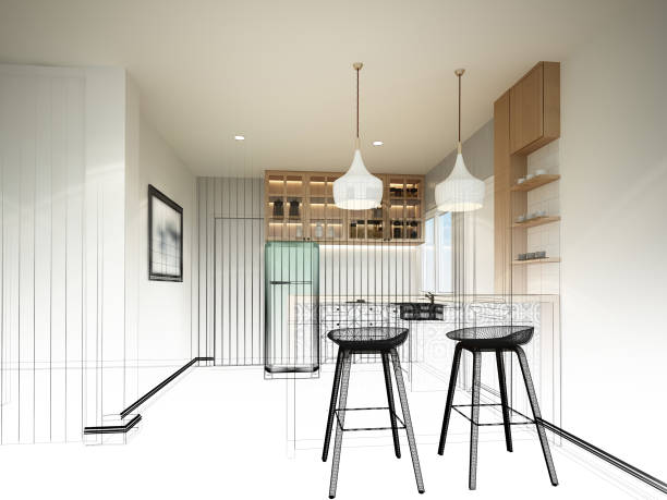 istock abstract sketch design of interior pantry ,3d rendering 1211592782
