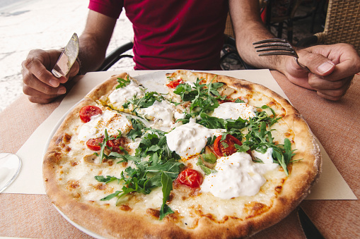 Plate in Italian restaurant - Pizza