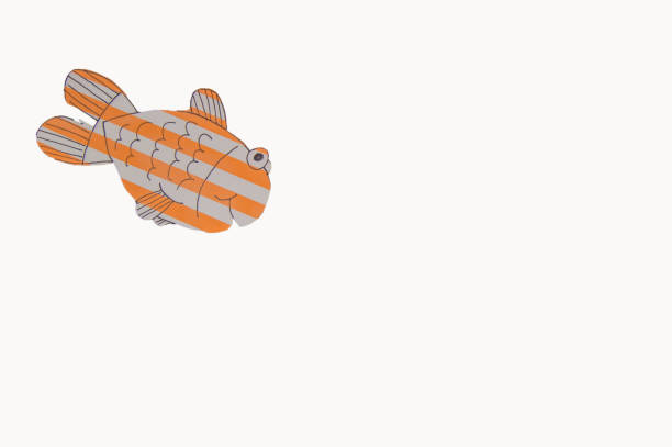 Paper striped fish on a white background by clipping, fish day, April fool's day celebration stock photo