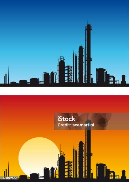 Chemical Factory Stock Illustration - Download Image Now - Abstract, Activity, Air Pollution