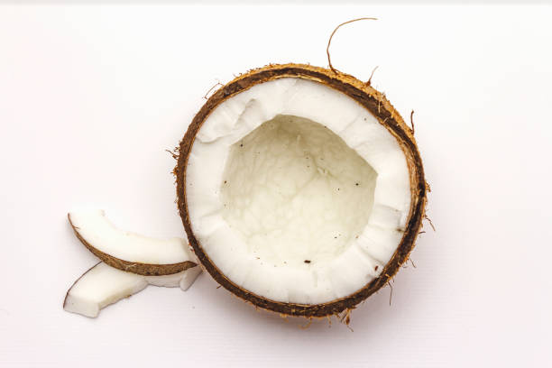 istock Ripe coconut cut on two half isolated 1211601174