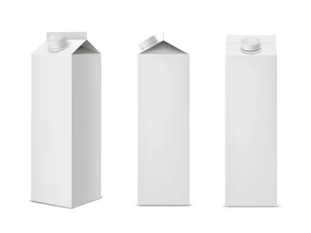 Vector illustration of Clean white milk or juice package mockups