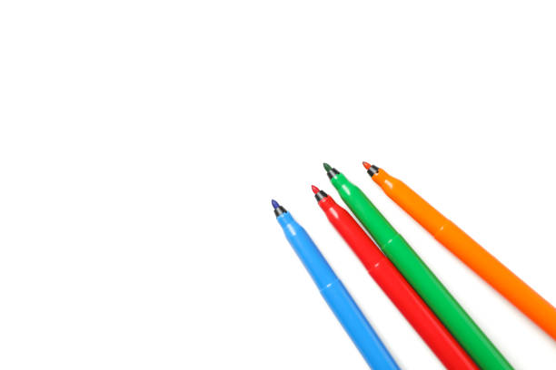 istock Different colorful markers isolated on white background 1211604446