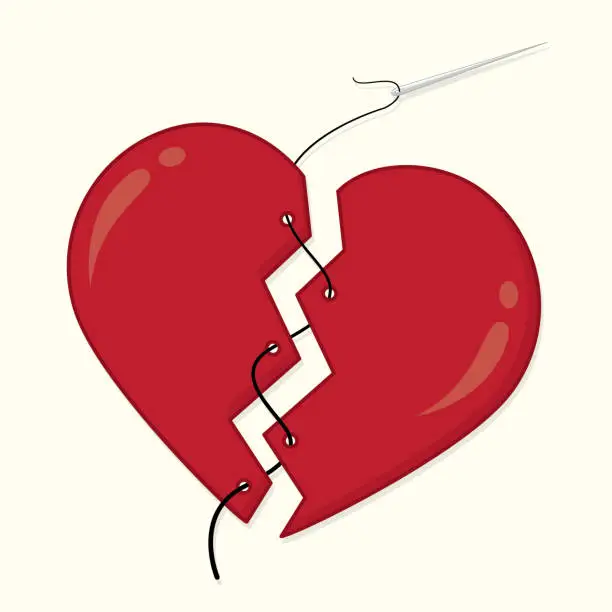 Vector illustration of How to mend a broken heart