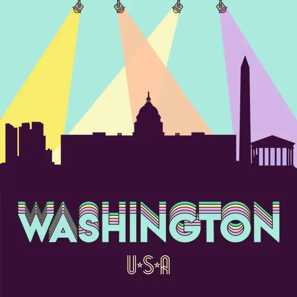 Vector illustration of Washington DC USA skyline silhouette flat design vector illustration
