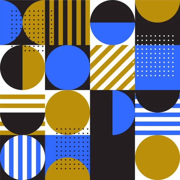 Vector illustration of Abstract grid pattern design with retro midcentury geometric elements