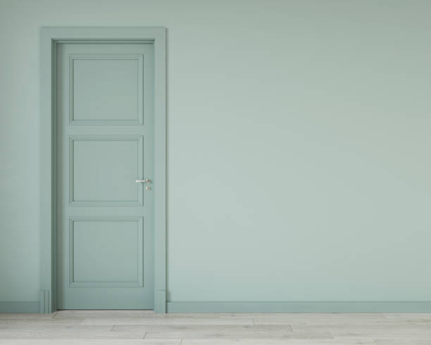 istock Interior with empty wall with door and parquet 1211608176