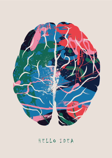 Brainstorming, Brain Concept - vector illustration Creativity, abstract grunge texture, psychoactive substance, drugs brain illustrations stock illustrations