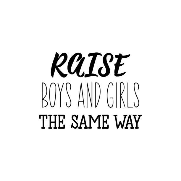 istock Raise boys and girls the same way. Lettering. calligraphy vector. Ink illustration. Feminist quote. 1211613867