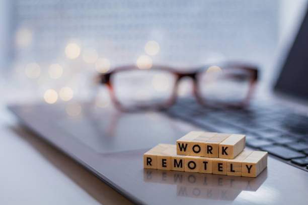 istock Work Remotely concept to suggest working anywhere anytime with laptop 1211618937