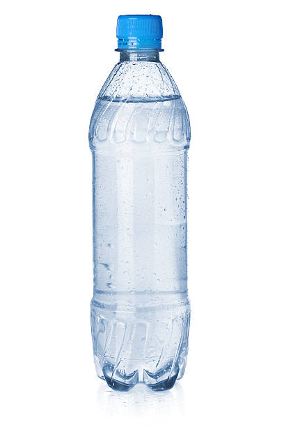 istock Small bottle of soda water with a light blue cap on white 121161934