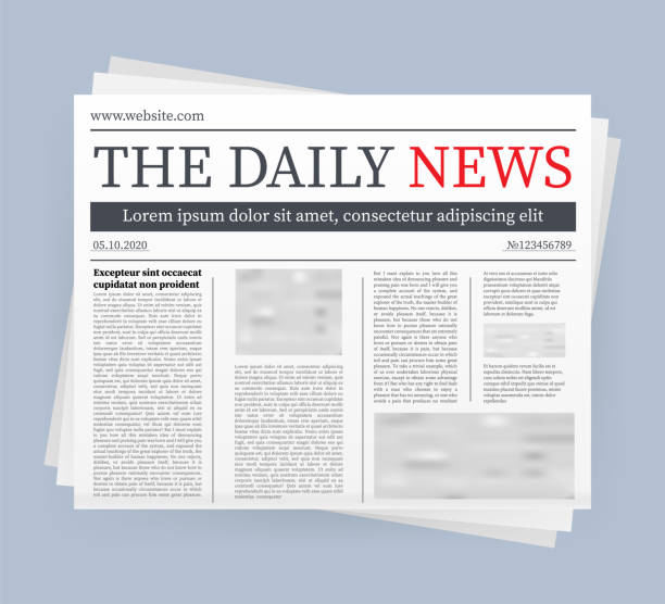 Vector mock up of a blank daily newspaper. Fully editable whole newspaper in clipping mask. Vector stock illustration. Vector mock up of a blank daily newspaper. Fully editable whole newspaper in clipping mask. Vector stock illustration newsletter template stock illustrations