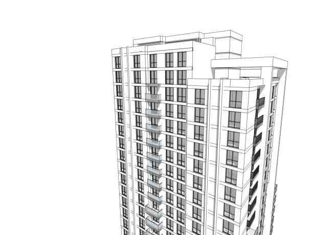 istock Abstract 3d illustration of a residence building facade. 1211627749