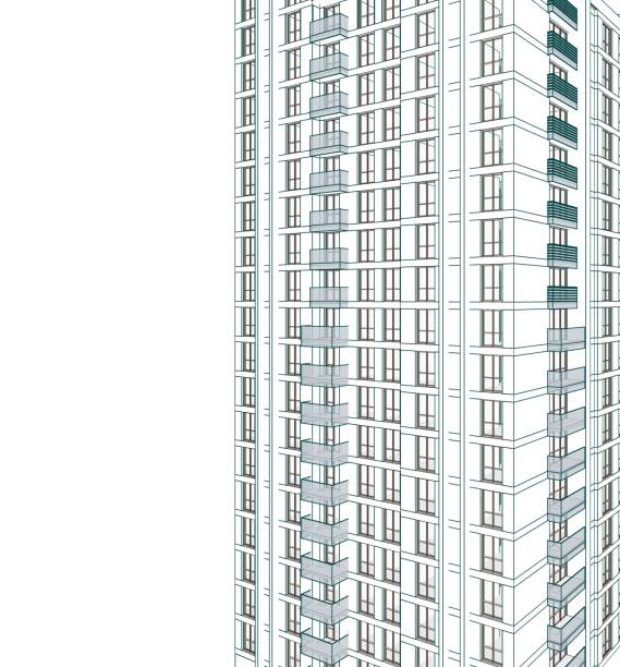 istock Abstract 3d illustration of a residence building facade. 1211627933