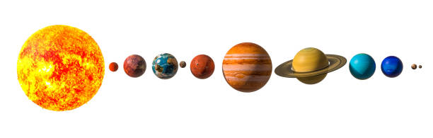 istock Planets of the solar system with Pluto, 3D rendering isolated on white background. 1211630630