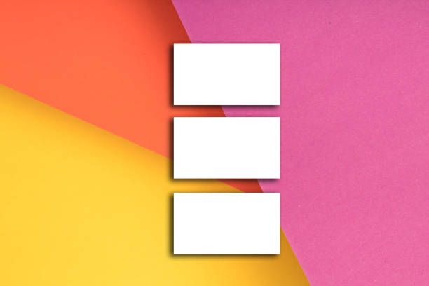 Business card blank over colorful abstract background. Corporate stationery branding mock-up. Copy space for text. Top view tarjeta de visita en blanco sobre fondo colorido. copiar espacio para texto. vista superior. tarjeta de visita en blanco sobre fondo abstracto colorido. maqueta de marca de papelería corporativa. copiar espacio para texto. vista superior.
