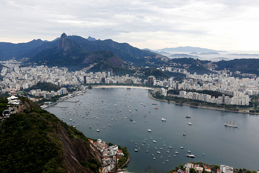 Aerial view of  coast of Rio de Janeiro, Guanabara, Brazil