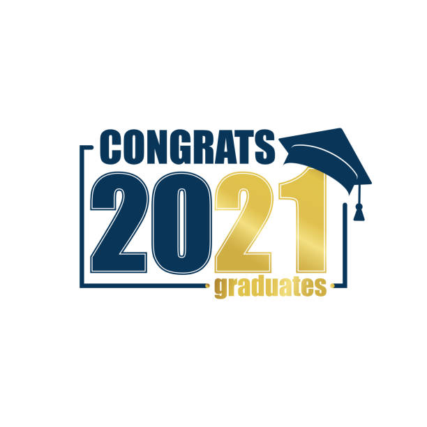Class of 2021. Blue frame and gold number with education academic cap. Template for graduation design frame, high school or college congratulation graduate, yearbook. Vector illustration. Class of 2021. Blue frame and gold number with education academic cap. Template for graduation design frame, high school or college congratulation graduate, yearbook. Vector illustration. 2021 stock illustrations