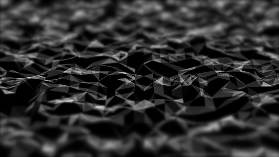 Placas tectónicas mostradas en una textura de relieve poligonal sobre fondo negro. photo