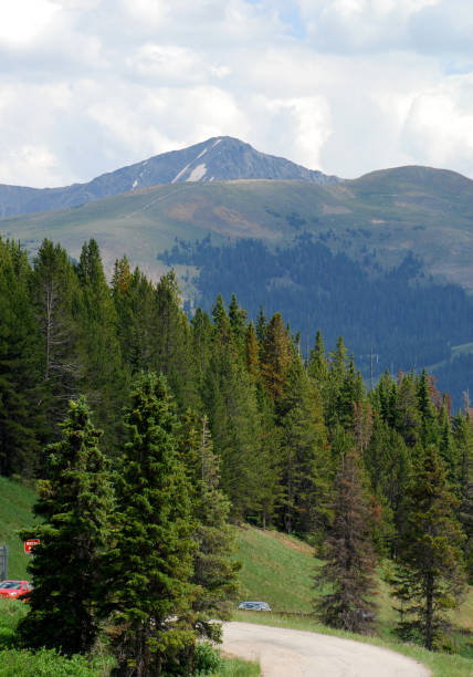 Colorado Rocky Mountains at the Vail Pass summit, turnoff from Interstate 70. Scenic mountain landscape photography.