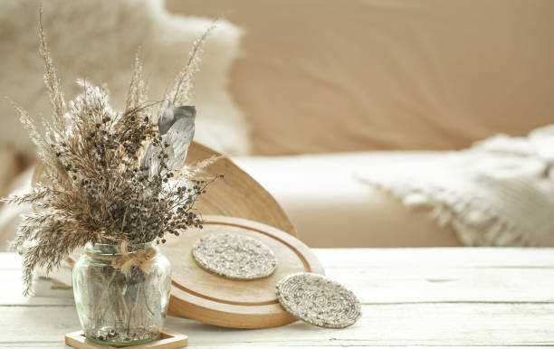 istock Decorative items in the interior with dried flowers. 1211638850