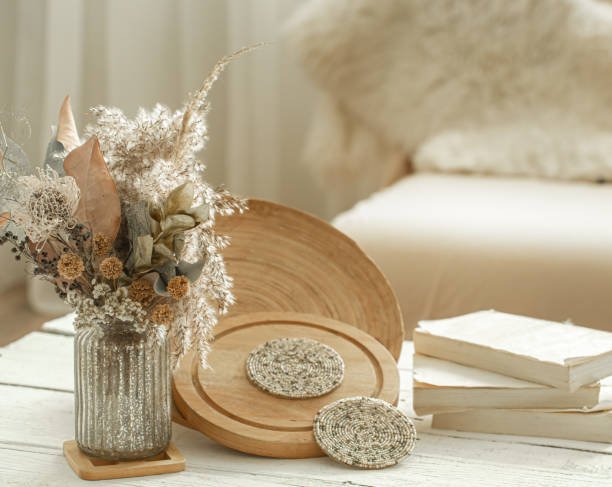 istock Decorative items in the interior with dried flowers. 1211638867