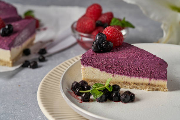 istock raw vegan double-layer cake with black currant on a light gray background under a concrete texture. Healthy eating, delicious dessert without baking 1211639990
