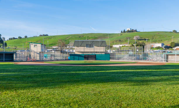 Americas past time A small town Baseball park under the sun and in the valley of American Canyon Ca. outfield stock pictures, royalty-free photos & images