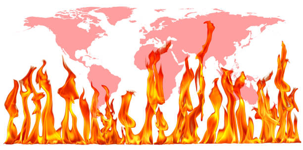 istock Climate change concept of burning world 1211645763