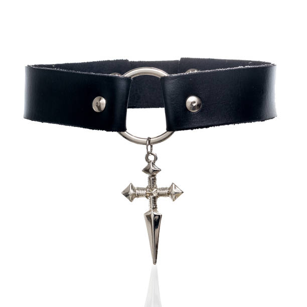 istock Leather Choker necklace isolated on white background 1211645860