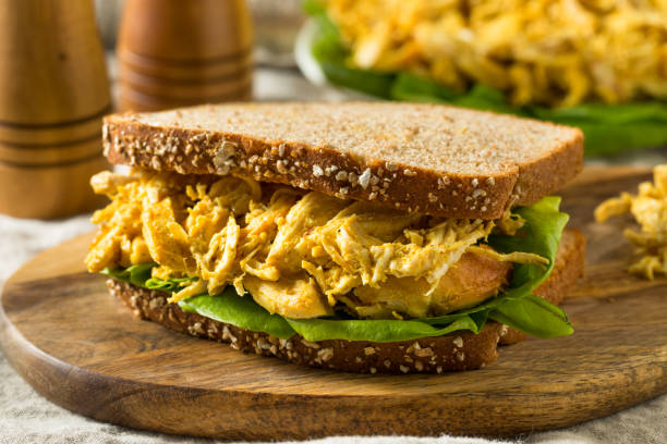 Homemade Curried Coronation Chicken with Lettuce Homemade Curried Coronation Chicken with Lettuce Ready to Eat coronation photos stock pictures, royalty-free photos & images